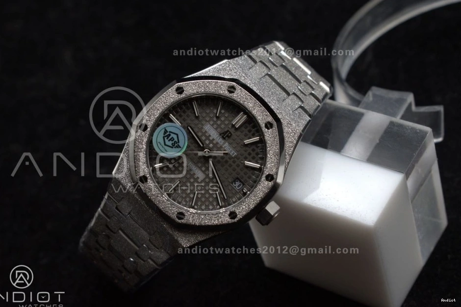 1:1 APSF on SS 15454 Bracelet Textured Clone Super Best Oak Frosted Edition SA3120 Dial SS 37mm Grey Royal 0317